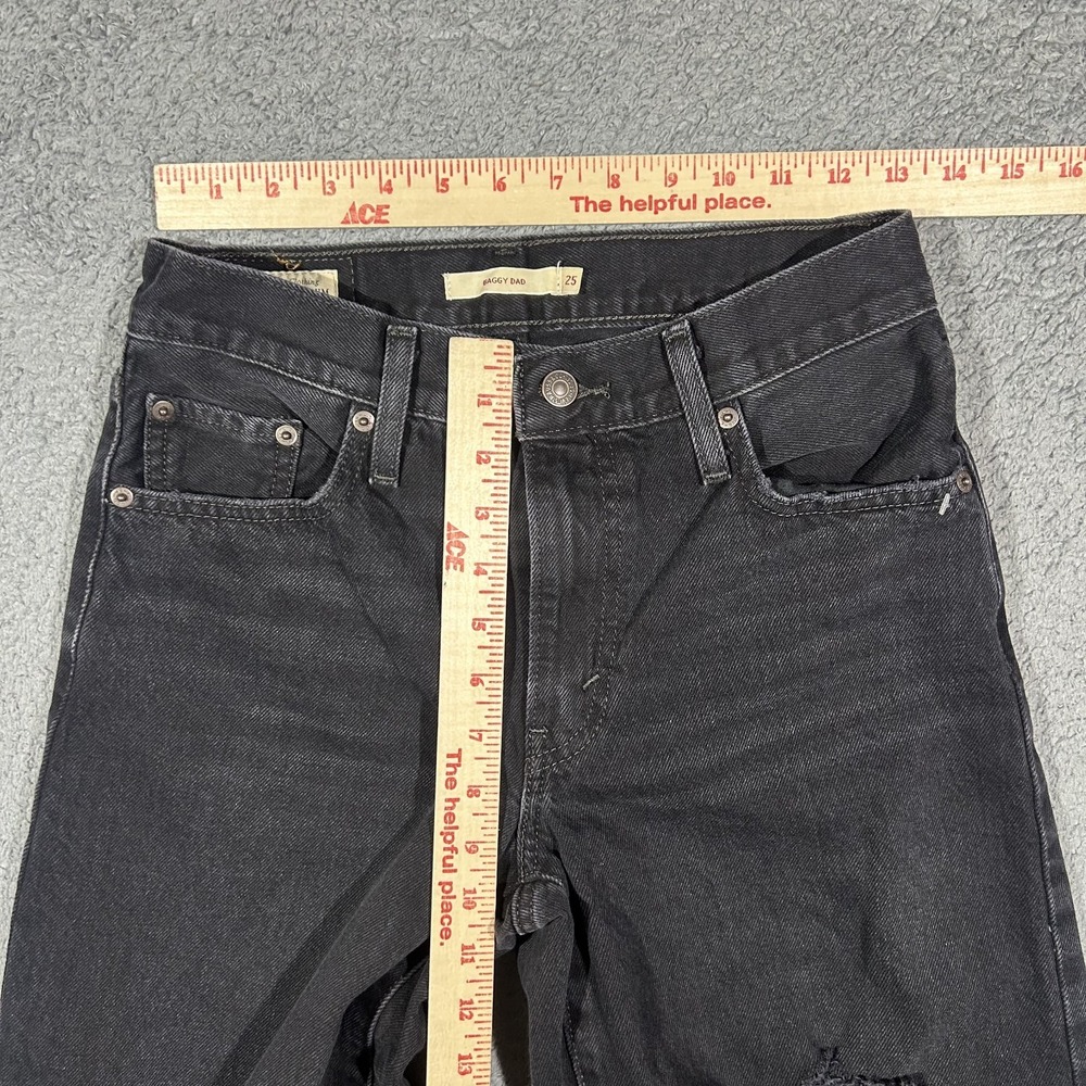 Levi's Women's Size 25 Baggy Dad Black Denim Jeans Relaxed Straight #2912 - Picture 7 of 9
